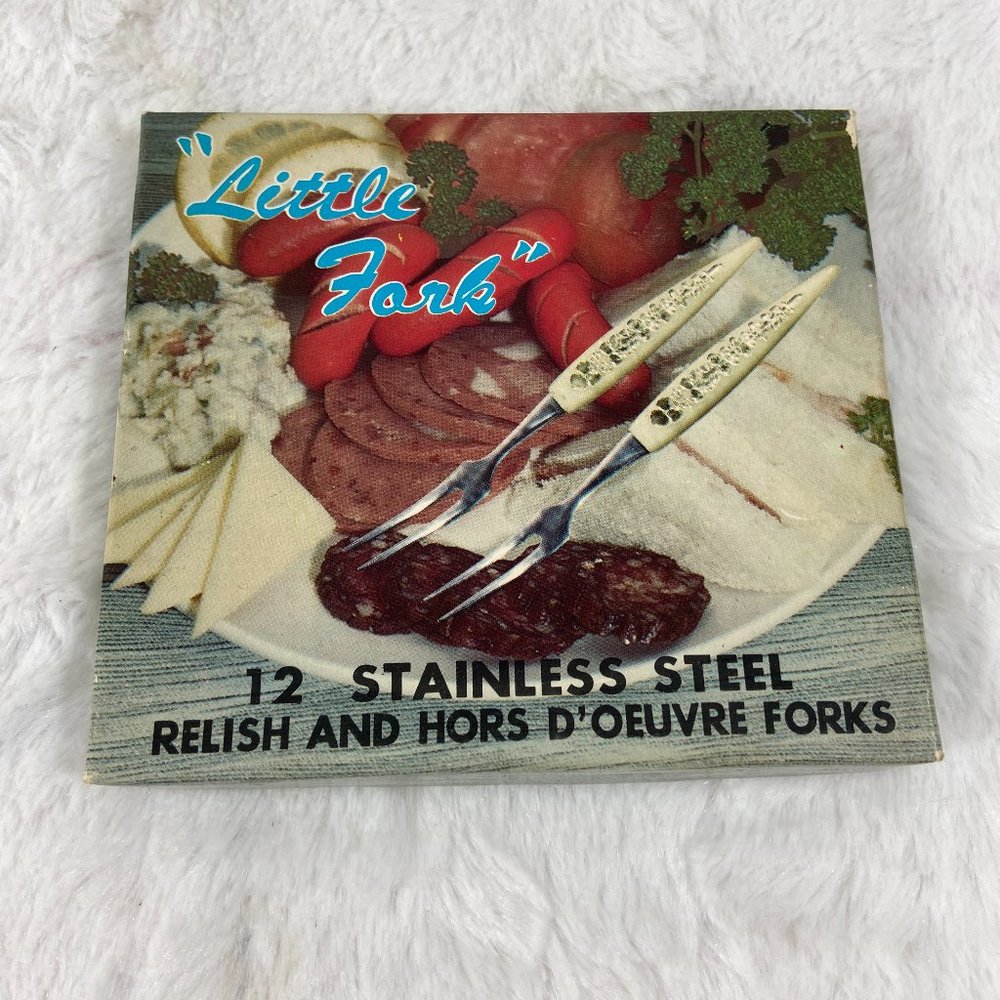 Vintage "Little Fork" 12 stainless steel Relish Hors D'Oeuvre Forks Miniature
